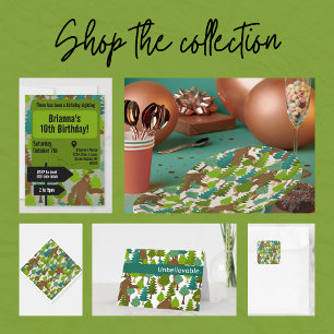 Bigfoot Birthday Sighting Green Woodland Invitation