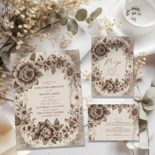 Vintage Art Nouveau Wedding All In One Invitation