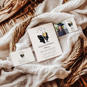 Pearl Champagne Glass Graduation Invitation