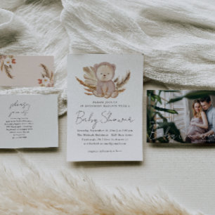 Modern Typography with Photo Baby Shower Invitation