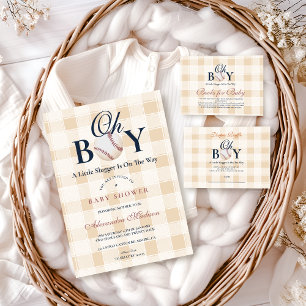Vintage Baseball Boys Baby Shower Diapper Raffle Enclosure Card