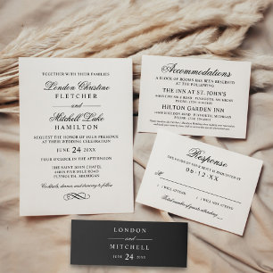 Classic Elegant Black Wedding Accommodations Enclosure Card