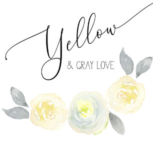 Photo Wedding Invitation - Yellow and Grey Floral