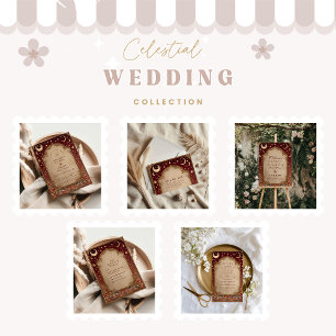 Celestial Burgundy Baroque Wedding Invitation