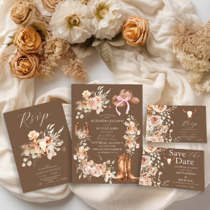 Boho Floral Western Wedding RSVP Card