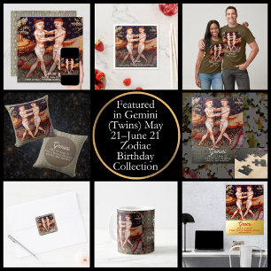 Gemini the Twins Zodiac Sign Birthday Party Key Ring
