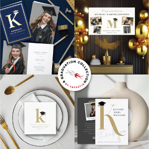 Classic Monogram Alphabet Q Photo Graduation Party Invitation