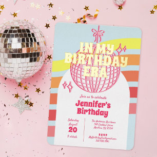 Retro Pink Disco Ball In My Birthday Era Party T-Shirt