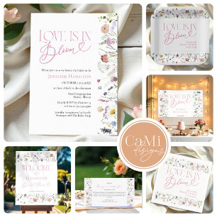 Love is in Bloom   Wildflower Boho Bridal Shower Acrylic Invitations