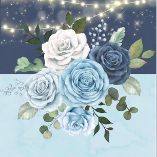 Dusty Navy Blue Peony Lights Couples Shower Invite