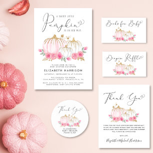 Pumpkin Pink Floral Virtual Baby Girl Shower Invitation