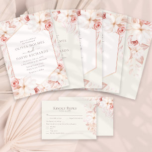 Blush Floral Wedding Save the Date Card