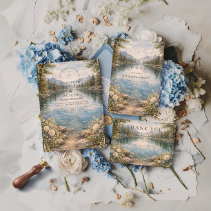 Mountain Lake Forest Wildflower Wedding Save The Date