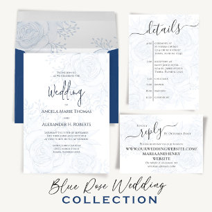 Elegant QR Code RSVP Photo Simple Dusty Blue  Invitation