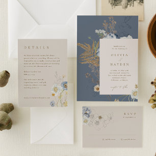 Boho Botanical All in One Wedding Invitation