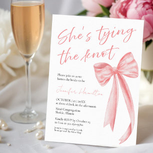 She's Tying the Knot   Pink Bow Bridal Shower Paper Plate