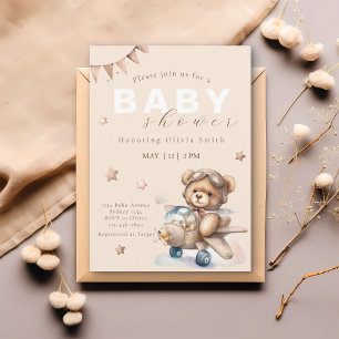 Boho Teddy bear We can bearly wait diaper raffle Poster