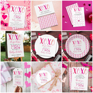 Hugs & Kisses (XOXO) Valentine's Day Bridal Shower Enclosure Card