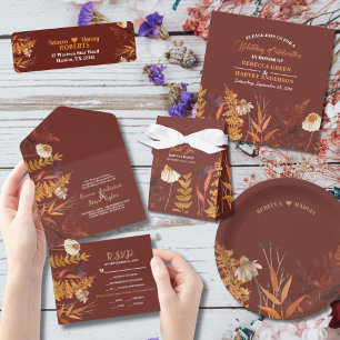 Boho Wildflower Terracotta Autumn Fall wedding