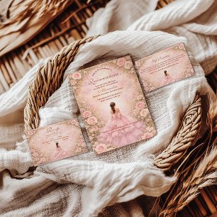 Blush Rose Garden Quinceañera Invitation