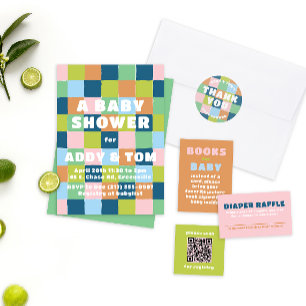 Colourful Fun Gender Neutral Blocks Baby Shower Classic Round Sticker