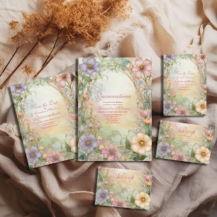 Blush Pink Floral Quinceanera Celebration Save The Date