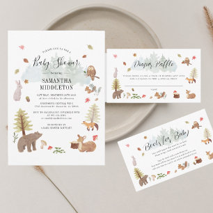 Woodland Animals Autumn Fall Baby Shower Invitation