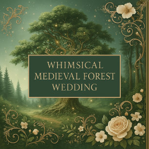 Medieval mystic fantasy engraving Forest Wedding Invitation