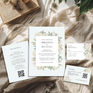 White ROSES Bouquet Botanical Return address Classic Round Sticker