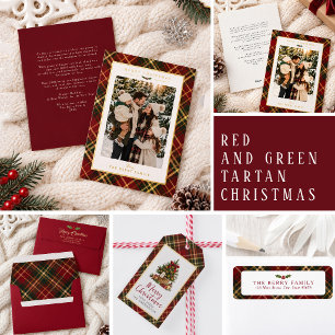 Red and Green Tartan Holiday  Envelope