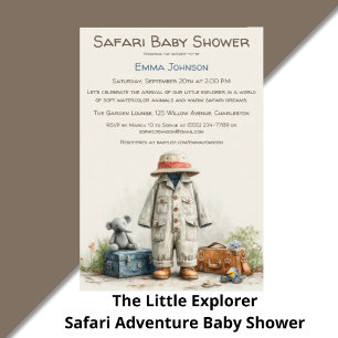 The Little Explorer   Safari Adventure Baby Shower Invitation