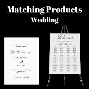 Wedding black white classic formal modern simple invitation postcard
