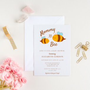 Mummy to Bee Baby Shower Cute Kawaii Neutral Invitation