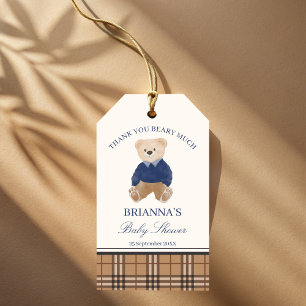Bearly classic plaid baby shower books request enclosure card