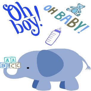 Oh Boy! Oh Baby! Blue Elephant Baby Shower Paper Plate
