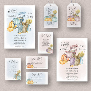 Country Pumpkin Blue Watercolor Book Request Enclosure Card