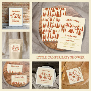 Camping Baby Shower Little Camper Woodland  Square Sticker