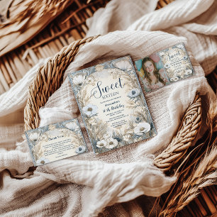 Ivory Wildflower Art Nouveau Sweet Sixteen Paper Plate