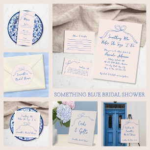 Chic Blue Bow Hand Drawn Bridal Shower Any Enclosure Card