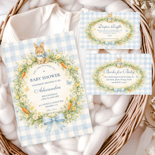 Vintage Bunny Garden Baby Shower Invitation