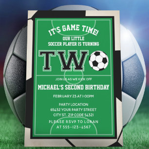 Soccer Second Birthday Party Invitation