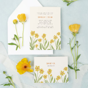 Yellow Wildflowers Baby Shower Book Request Enclosure Card