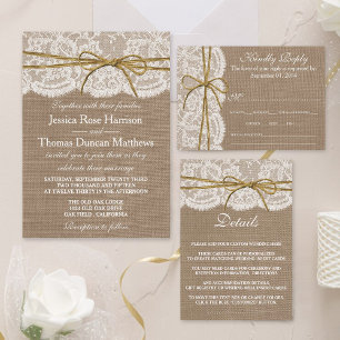 The Rustic Twine Bow Wedding Collection All In One Invitation