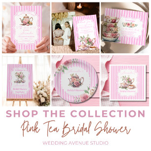 Soft Pink Floral Tea Bridal Shower Recipe Enclosure Card