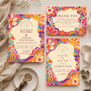 Groovy Retro 60s Wedding Save The Date