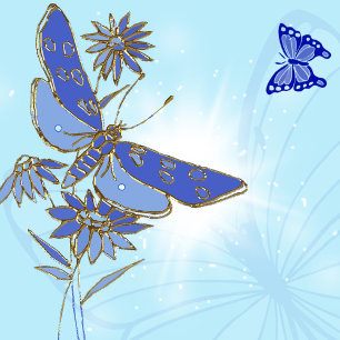 Blue Butterfly Birthday Invitation Card