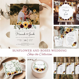 Sunflower Roses Rustic Wedding With Meal Choice RS RSVP Card