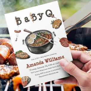 Barbecue Backyard Party Baby Shower BBQ Invitation
