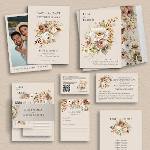 Rustic Country Floral and Engagement Photo Wedding Save The Date