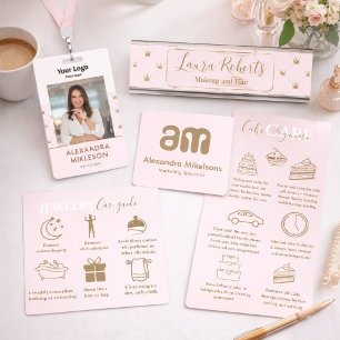 Soft Glam Crown Pink Gold Jewelry Care Business Card